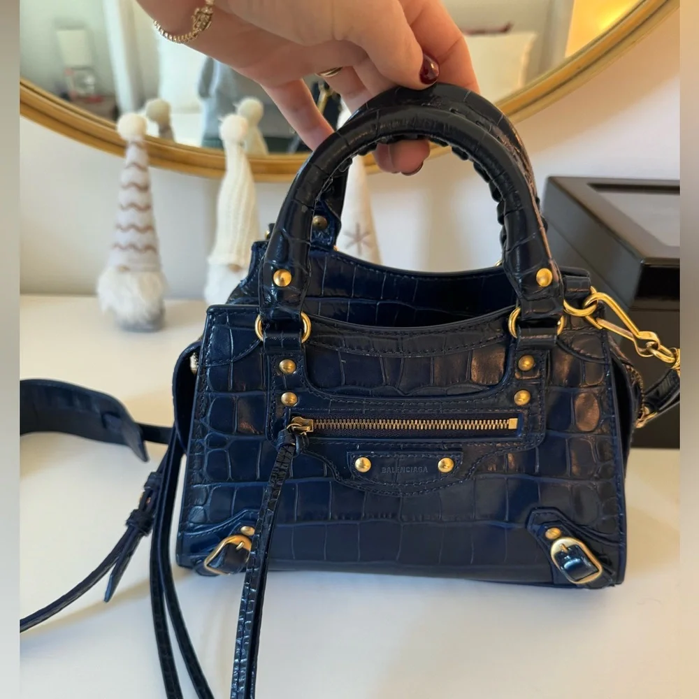 Balenciaga Neo Classic Mini Croc Embossed Bag - Picture 1 of 5